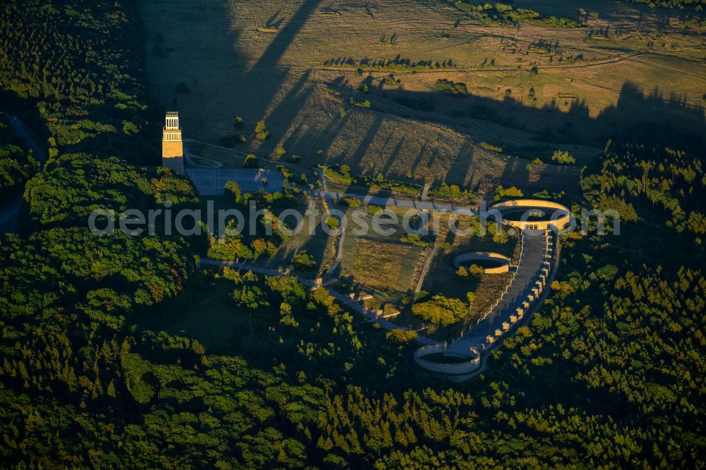 Aerial photograph Weimar - Sight of the historical monument of the National Memorial of the GDR Buchenwald in the district Ettersberg in Weimar in the state Thuringia, Germany