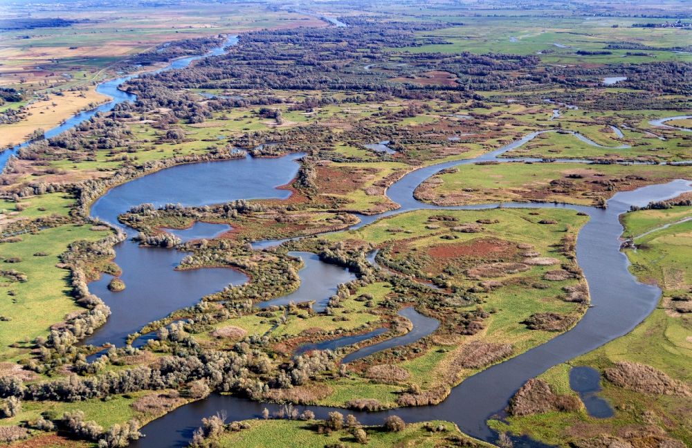 Aerial image Kostrzyn nad Odra - The Ujscie Warty National Park, also, Warta River Mouth National Park. It was created on June 19, 2001, in the region of the lowest stretch of the Warta river, up to its confluence with the Odra, which marks the Polisha??German border. The Park covers an area of 80.38 square kilometres within Lubusz Voivodeship