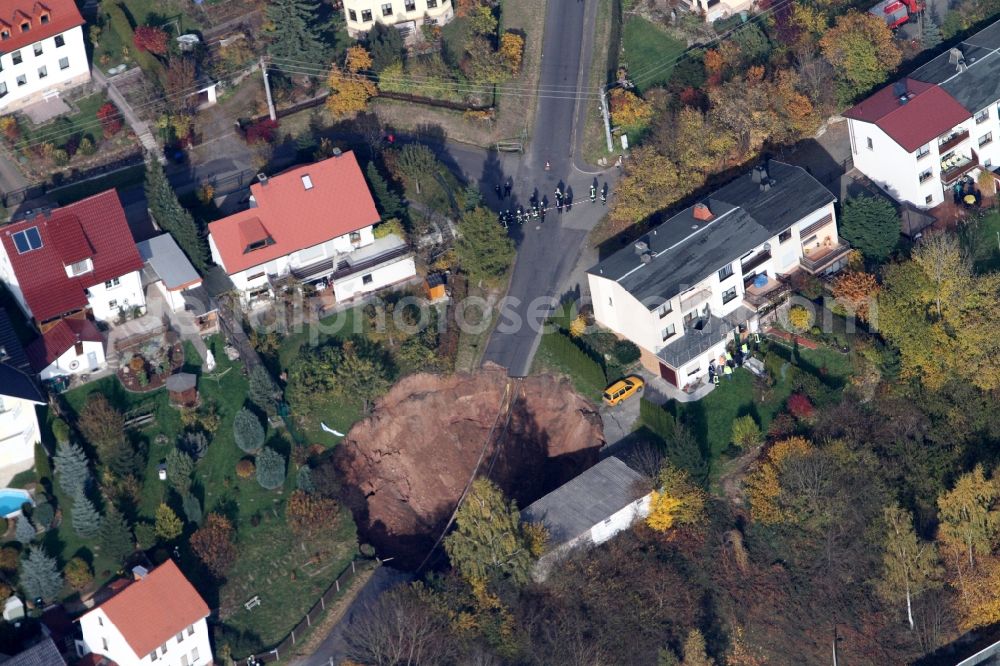 Schmalkalden from the bird's eye view: Natural catastrophe and sinkhole crater - education in the city area of Schmalkalden in Thuringia