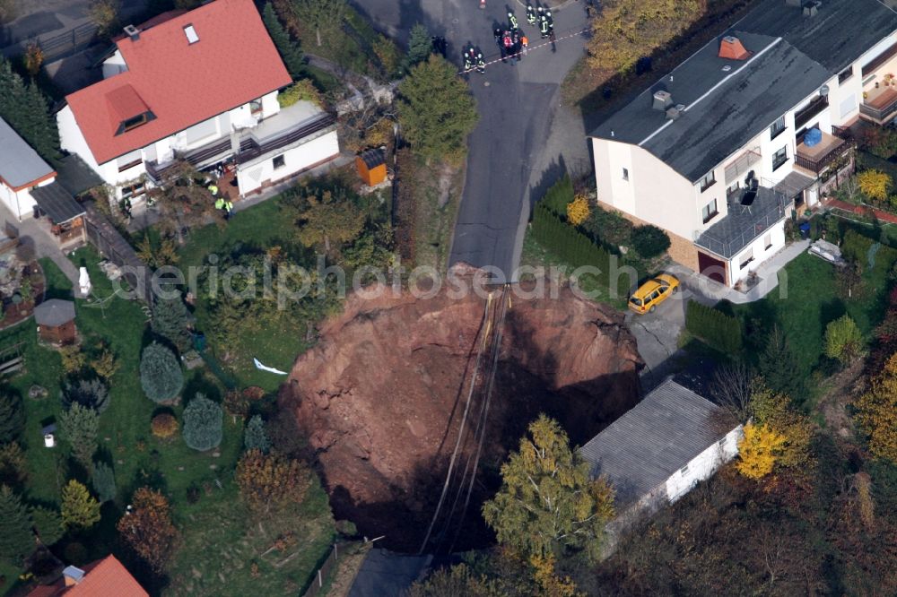 Schmalkalden from the bird's eye view: Natural catastrophe and sinkhole crater - education in the city area of Schmalkalden in Thuringia