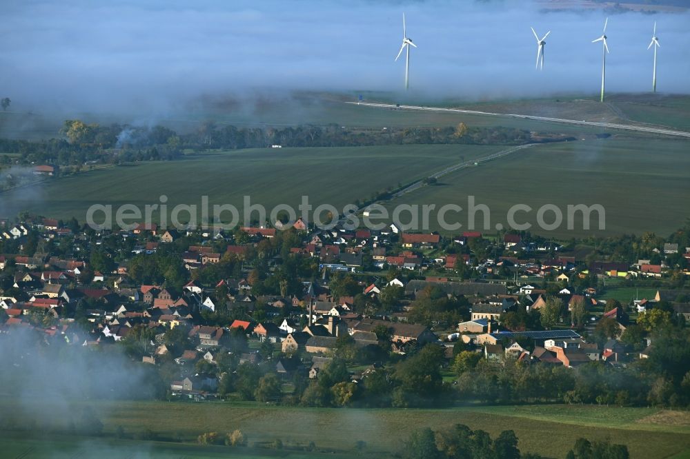 Artern/Unstrut from above - Weather related fog banks and cloud layer in Artern/Unstrut in the state Thuringia, Germany