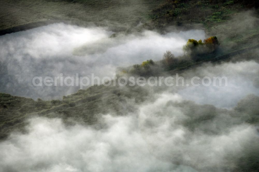 Roskow from the bird's eye view: Weather related fog banks and cloud layer in Roskow in the state Brandenburg, Germany