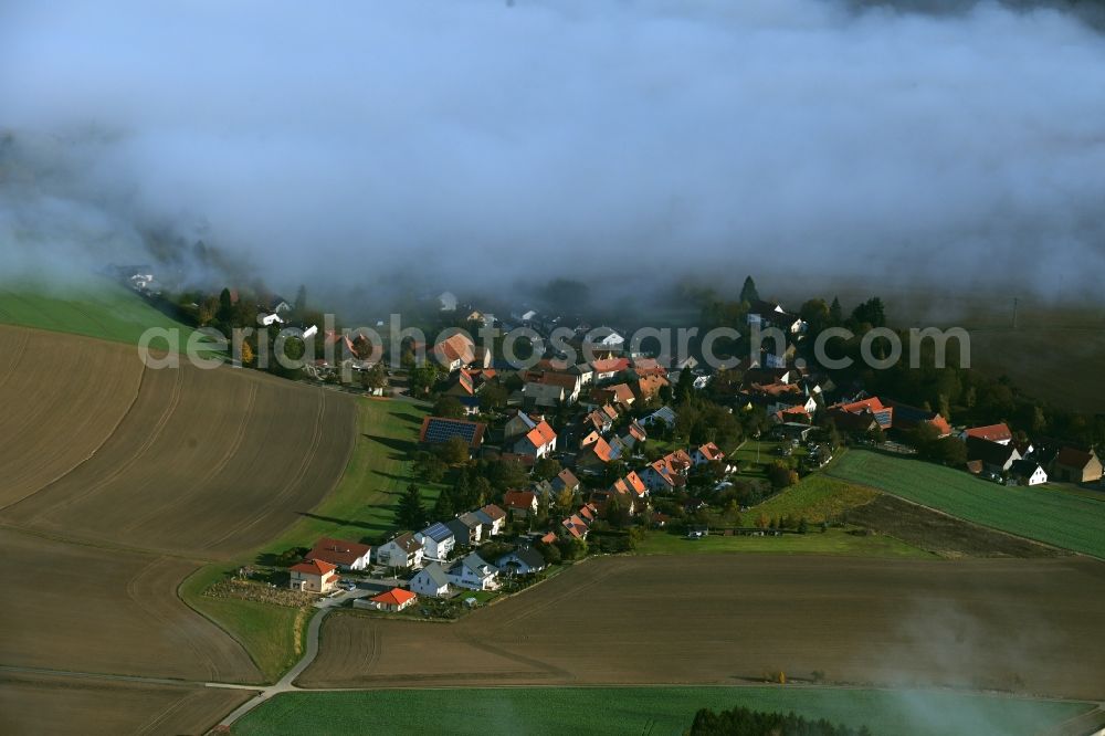Roth from the bird's eye view: Weather related fog banks and cloud layer in Roth in the state Rhineland-Palatinate, Germany