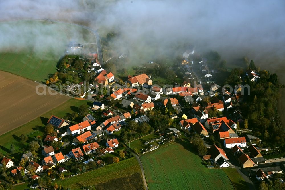 Roth from the bird's eye view: Weather related fog banks and cloud layer in Roth in the state Rhineland-Palatinate, Germany