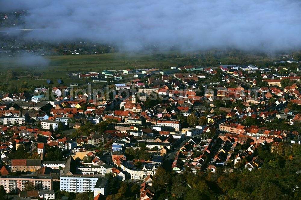 Artern/Unstrut from above - High fog in the inner city area in Artern / Unstrut in the state Thuringia, Germany