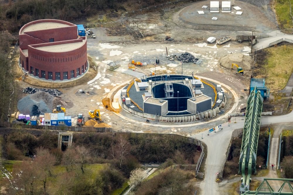 Aerial photograph Gelsenkirchen - Construction site to build a new pumping station at the sewer at the Emscher in Gelsenkirchen in the state of North Rhine-Westphalia