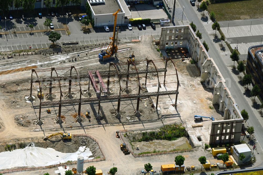 Aerial photograph Leipzig - Construction site for the new construction of the function and archive building of the former exhibition hall for the city archive in the district Zentrum-Suedost in Leipzig in the state Saxony, Germany