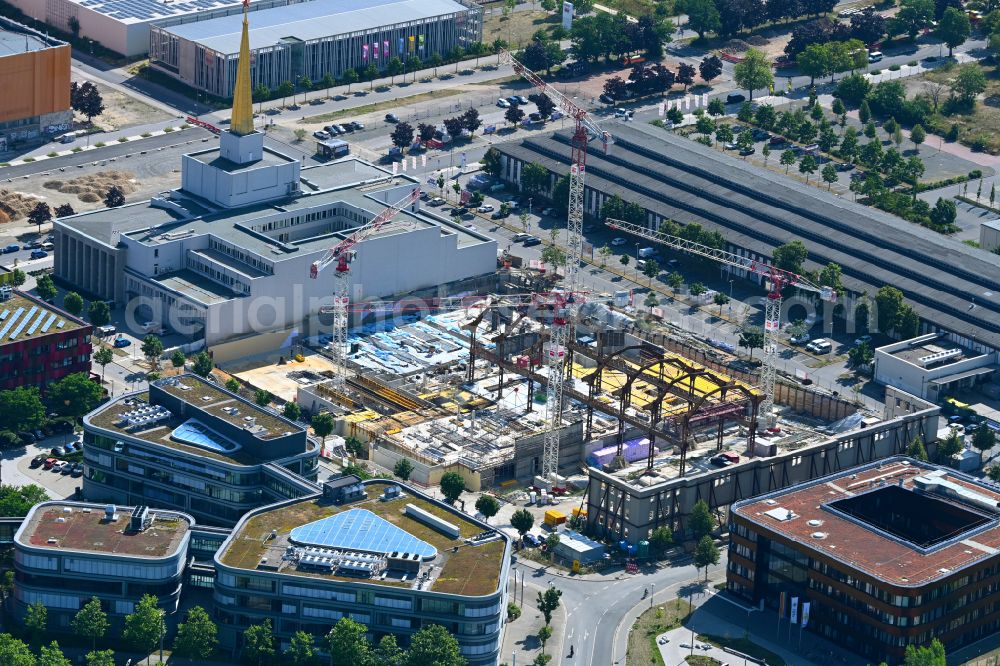 Leipzig from above - Construction site for the new construction of the function and archive building of the former exhibition hall for the city archive in the district Zentrum-Suedost in Leipzig in the state Saxony, Germany