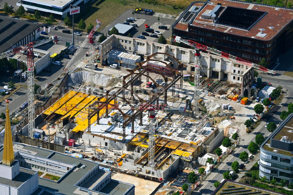 Aerial image Leipzig - Construction site for the new construction of the function and archive building of the former exhibition hall for the city archive in the district Zentrum-Suedost in Leipzig in the state Saxony, Germany
