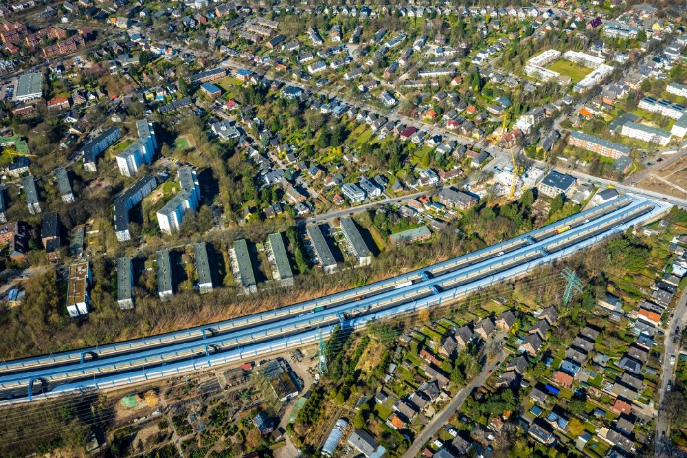 Aerial image Hamburg - New construction of the route in the course of the motorway tunnel construction of the BAB A 7 Hamburger Deckel in the district Schnelsen in Hamburg, Germany
