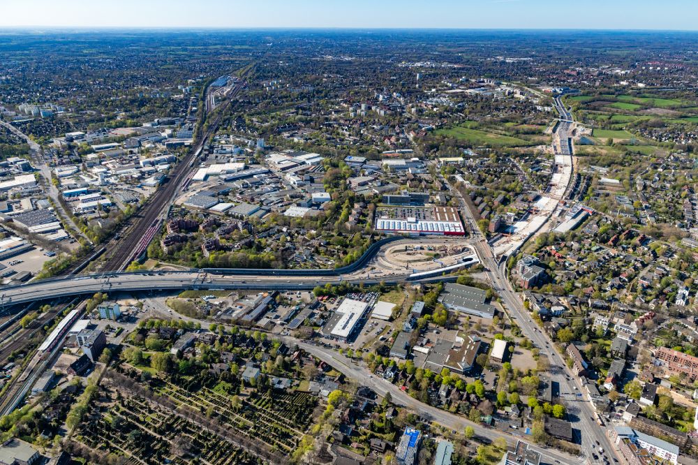 Aerial photograph Hamburg - New construction of the route in the course of the motorway tunnel construction of the BAB A 7 Hamburger Deckel bzw. Stellinger Deckel in the district Stellingen in Hamburg, Germany