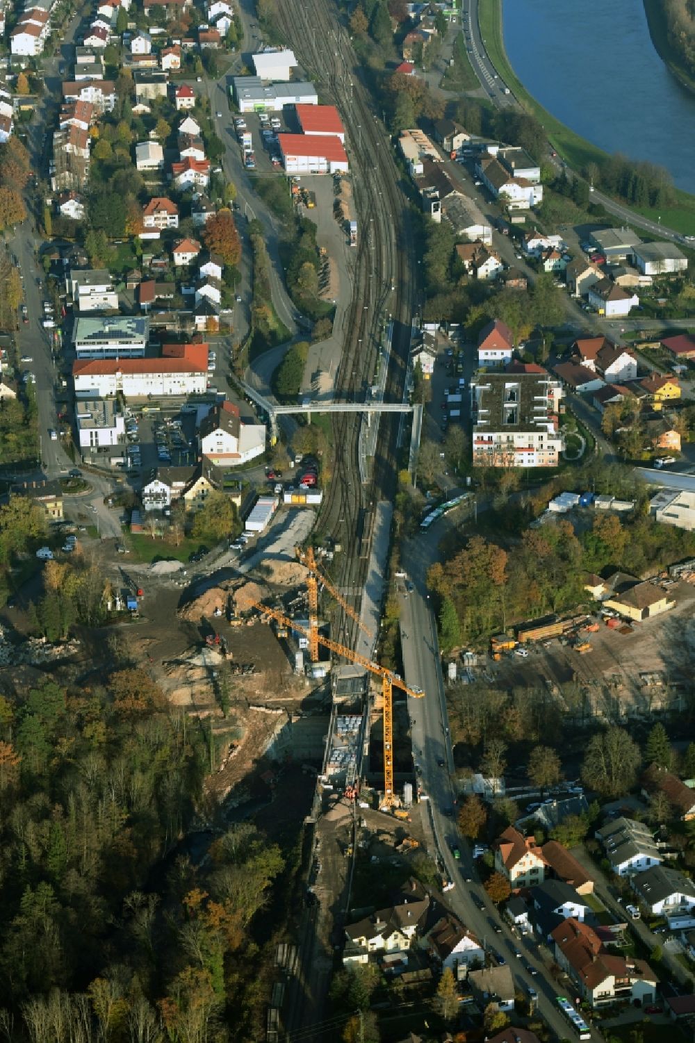 Aerial photograph Albbruck - New construction of the railway bridge in the district Metteberberg in Albbruck in the state Baden-Wurttemberg, Germany