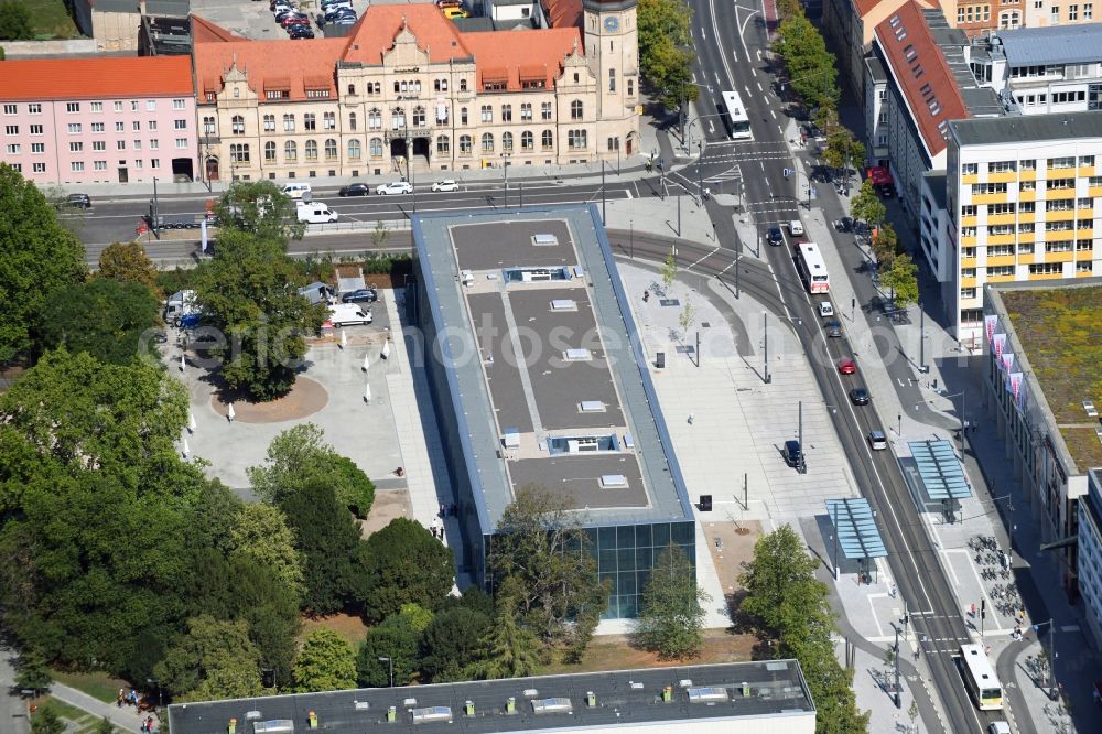 Aerial photograph Dessau - Building Bauhaus-Museum on Kavalierstrasse corner Friedrichstrasse in Dessau in the state Saxony-Anhalt, Germany