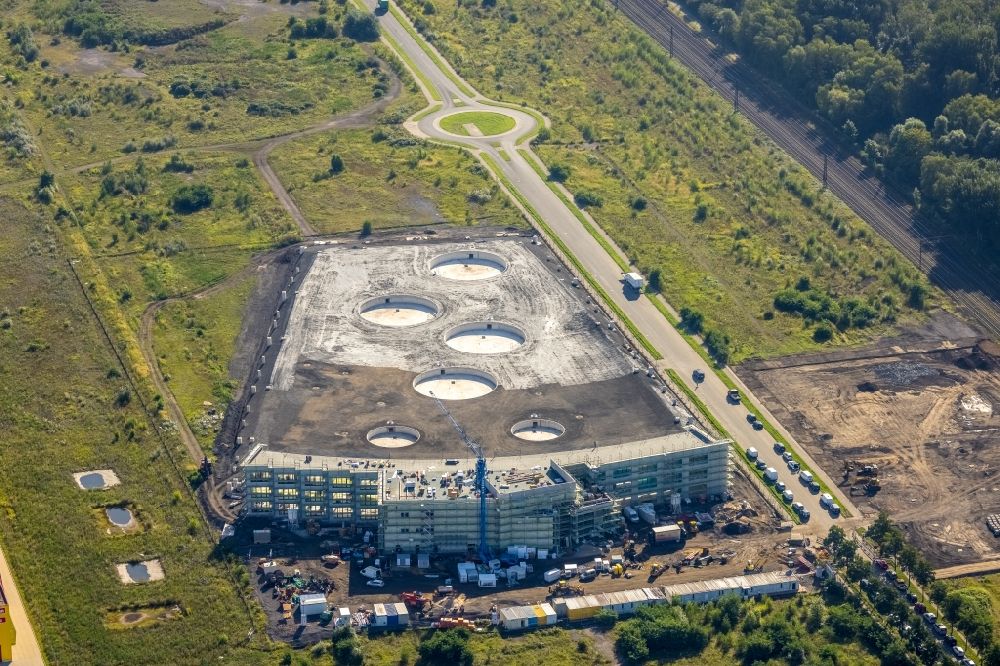 Aerial image Oberhausen - New building construction site in the industrial park BusinessPark.O on Bronmenring in Oberhausen at Ruhrgebiet in the state North Rhine-Westphalia, Germany