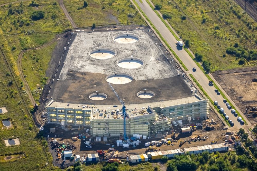 Aerial photograph Oberhausen - New building construction site in the industrial park BusinessPark.O on Bronmenring in Oberhausen at Ruhrgebiet in the state North Rhine-Westphalia, Germany