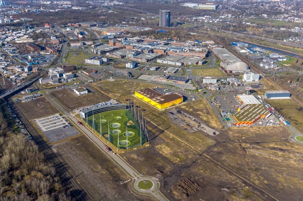 Aerial image Oberhausen - New building construction site in the industrial park BusinessPark.O on Bronmenring in Oberhausen at Ruhrgebiet in the state North Rhine-Westphalia, Germany