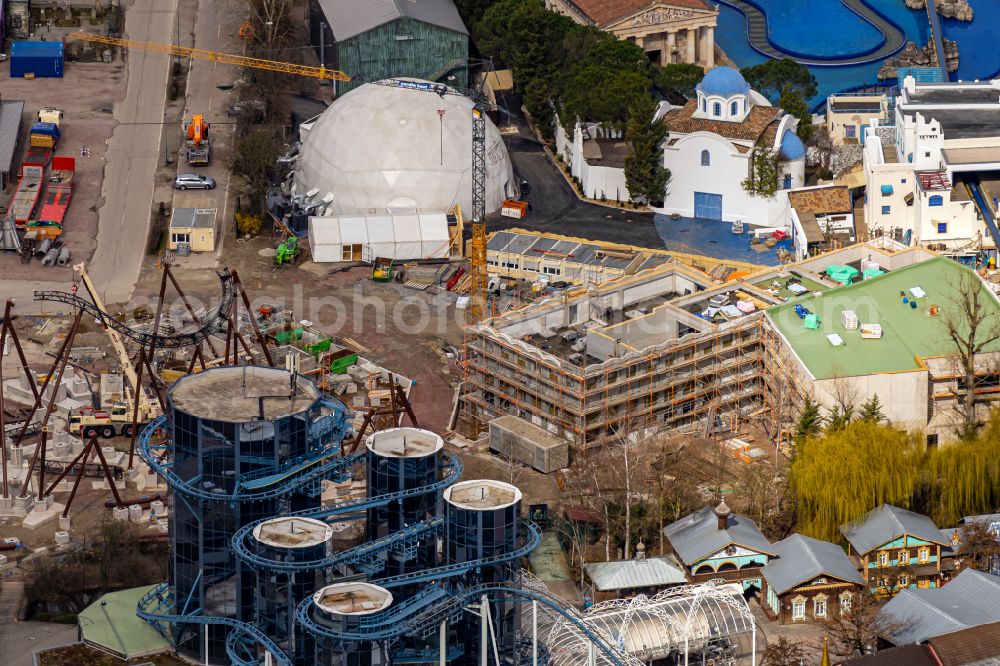 Aerial image Rust - New construction site on the grounds of the amusement park Europapark in Rust in the state of Baden-Wuerttemberg, Germany