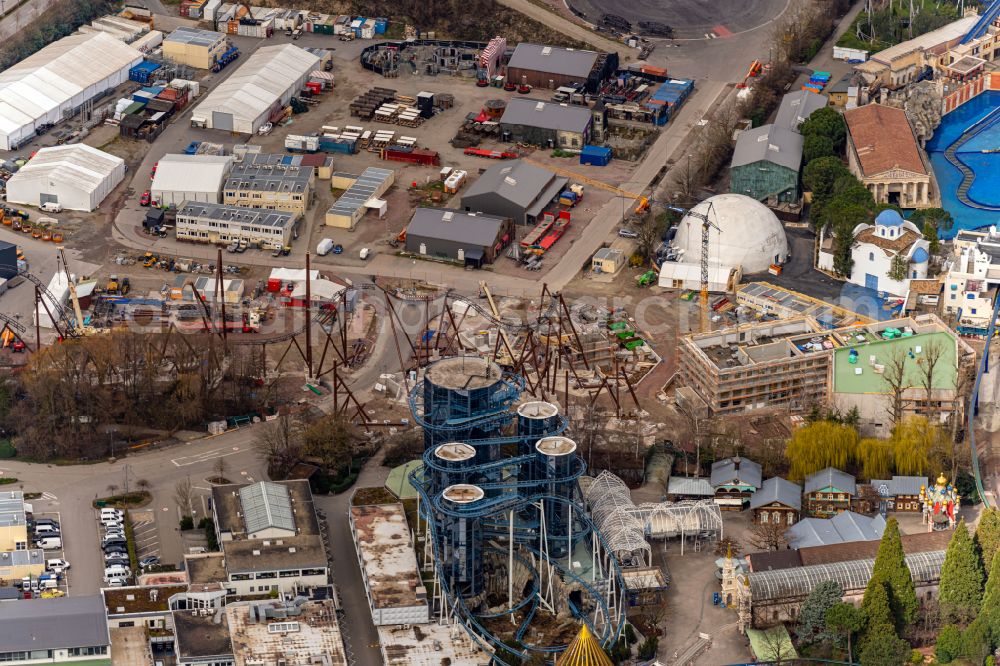 Aerial photograph Rust - New construction site on the grounds of the amusement park Europapark in Rust in the state of Baden-Wuerttemberg, Germany