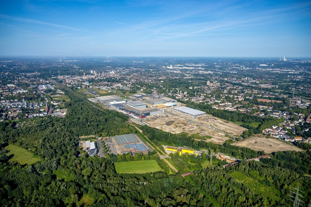 Aerial photograph Gelsenkirchen - New building construction site in the industrial park on Bruesseler Strasse in Gelsenkirchen at Ruhrgebiet in the state North Rhine-Westphalia, Germany