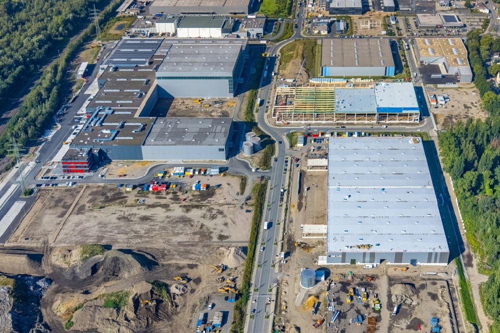 Aerial photograph Gelsenkirchen - New building construction site in the industrial park on Bruesseler Strasse in Gelsenkirchen at Ruhrgebiet in the state North Rhine-Westphalia, Germany