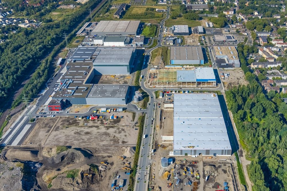 Gelsenkirchen from above - New building construction site in the industrial park on Bruesseler Strasse in Gelsenkirchen at Ruhrgebiet in the state North Rhine-Westphalia, Germany