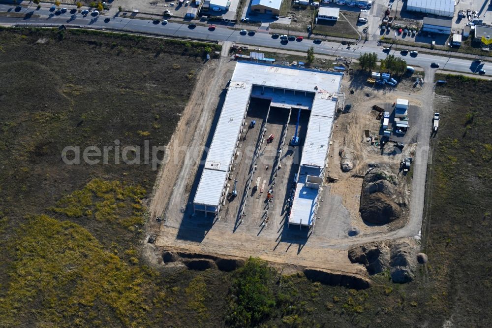 Aerial photograph Berlin - New building construction site in the industrial park CleanTech Business Park in the district Marzahn in Berlin, Germany