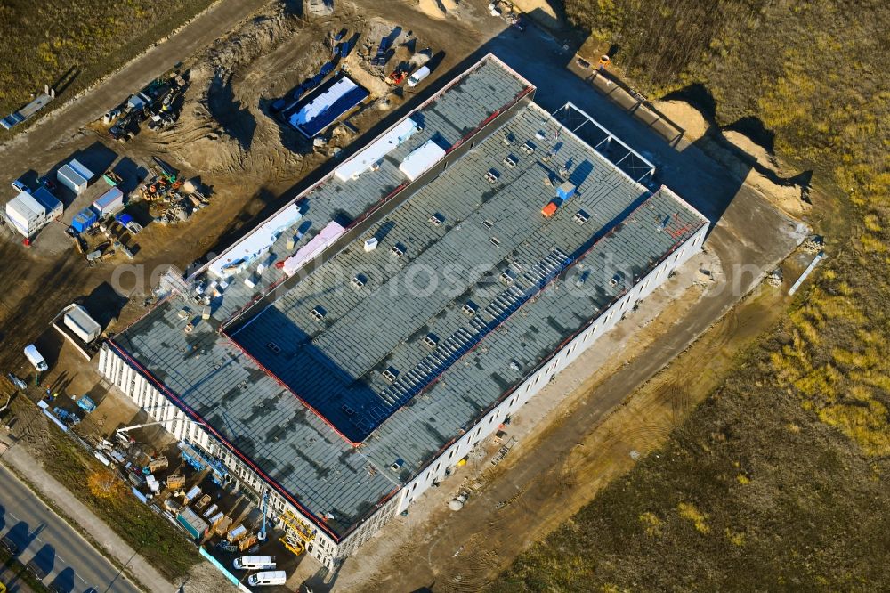 Berlin from above - New building construction site in the industrial park CleanTech Business Park in the district Marzahn in Berlin, Germany