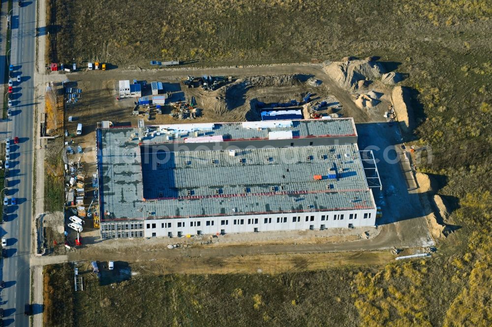 Berlin from above - New building construction site in the industrial park CleanTech Business Park in the district Marzahn in Berlin, Germany