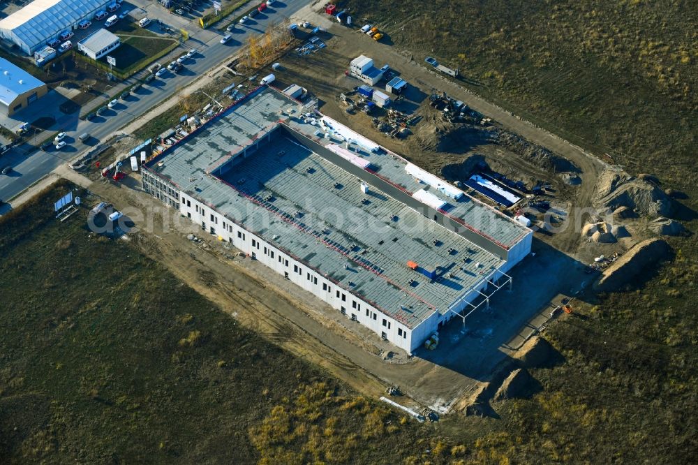 Berlin from the bird's eye view: New building construction site in the industrial park CleanTech Business Park in the district Marzahn in Berlin, Germany
