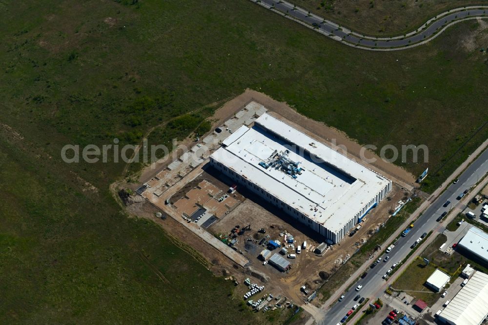 Aerial image Berlin - New building construction site in the industrial park CleanTech Business Park in the district Marzahn in Berlin, Germany