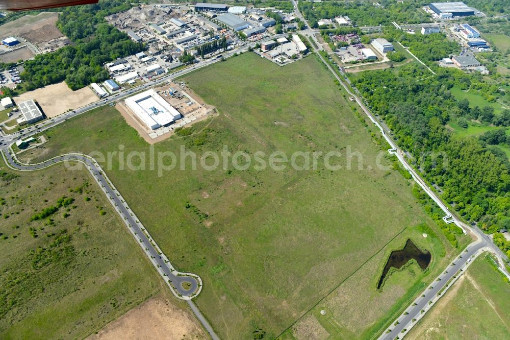 Aerial photograph Berlin - New building construction site in the industrial park CleanTech Business Park in the district Marzahn in Berlin, Germany