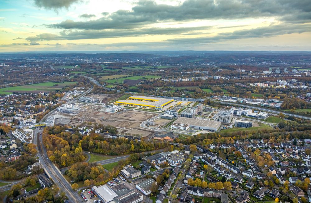 Aerial image Bochum - New construction site in the commercial area Development Area MARK 517 on the street Suttner-Nobel-Allee in the district Laer in Bochum in the Ruhr area in the state North Rhine-Westphalia, Germany