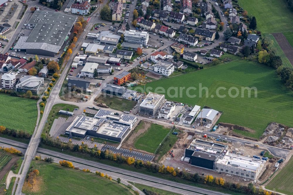 Aerial image Kirchzarten - New building construction site in the industrial park Erich Rieder Strasse in Kirchzarten in the state Baden-Wuerttemberg, Germany