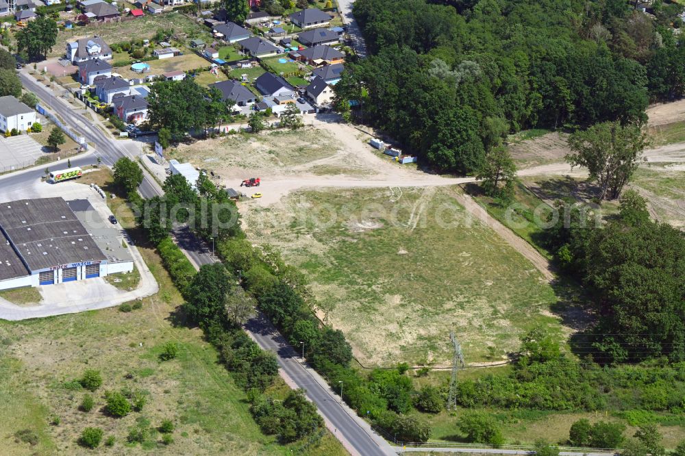 Aerial photograph Fredersdorf-Vogelsdorf - New building construction site in the industrial park on street Fredersdorfer Strasse in Fredersdorf-Vogelsdorf in the state Brandenburg, Germany