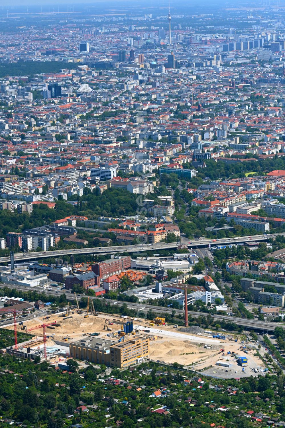 Aerial image Berlin - New building construction site in the industrial park Gewerbehoefequartier Go West on street Forckenbeckstrasse in the district Schmargendorf in Berlin, Germany