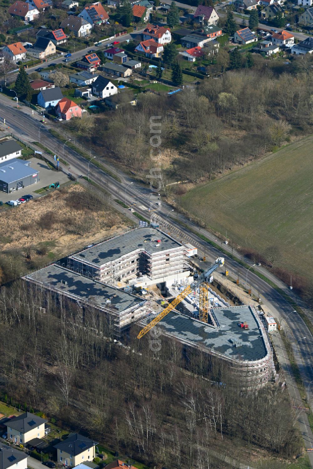 Berlin from above - New building construction site in the industrial park Karo Neun on street Karower Damm in the district Blankenburg in Berlin, Germany