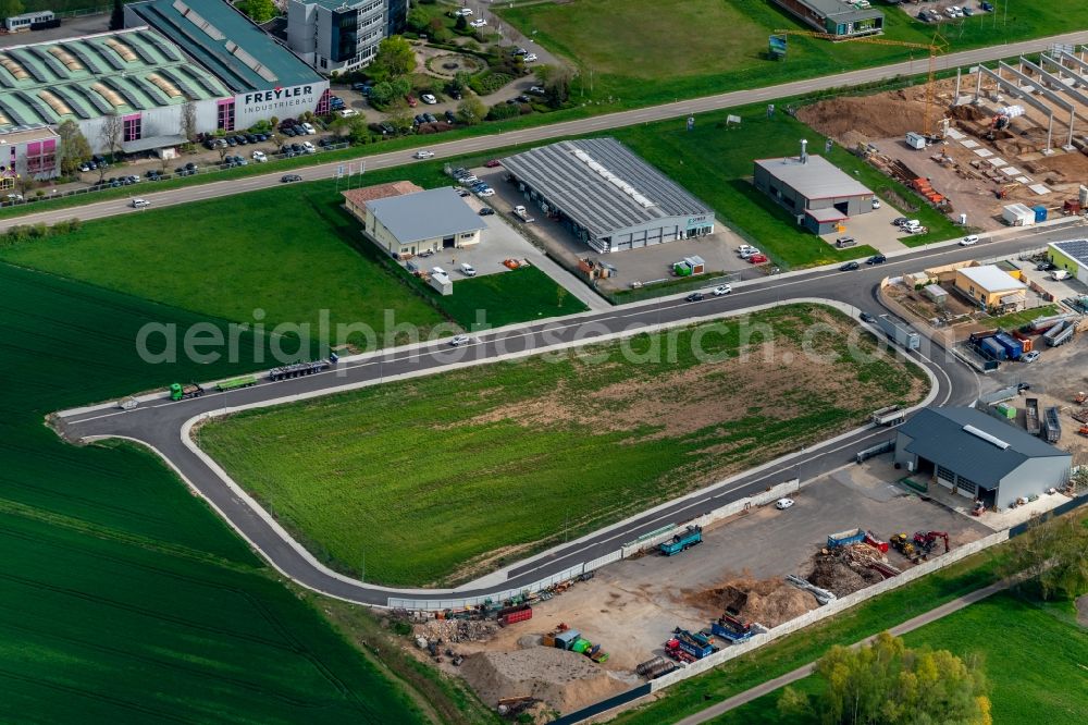 Aerial photograph Kenzingen - New building construction site in the industrial park in Kenzingen in the state Baden-Wurttemberg, Germany