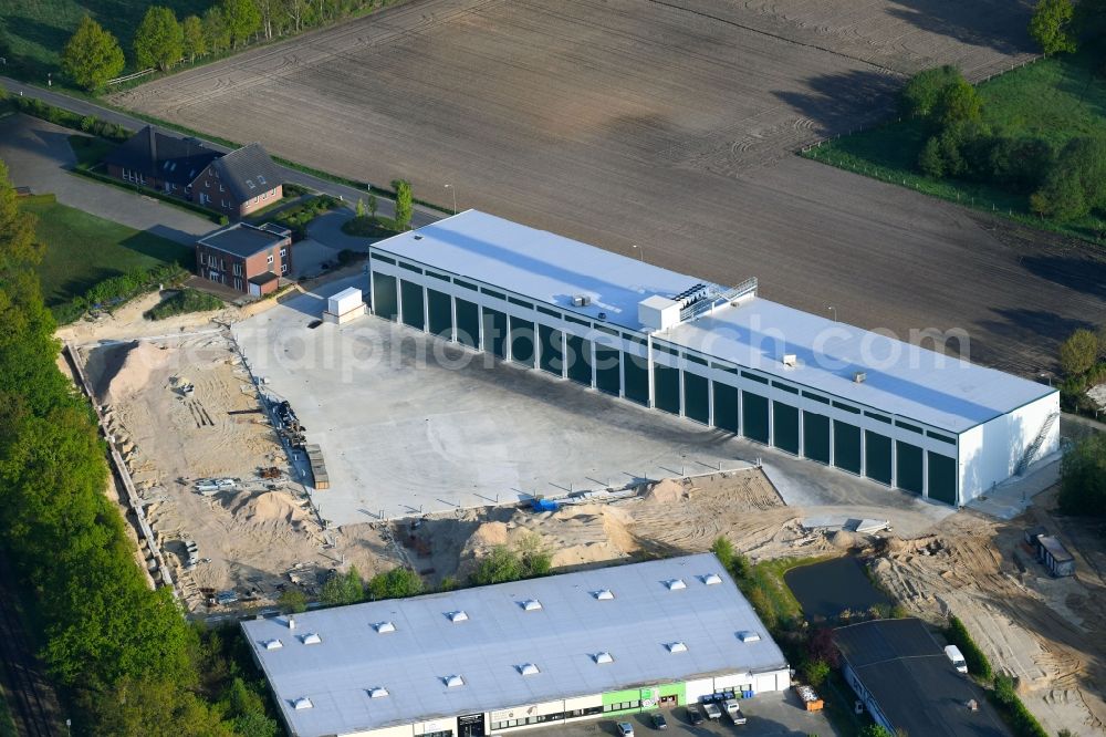 Uelzen from above - New building construction site in the industrial park on Kaempenweg in Uelzen in the state Lower Saxony, Germany