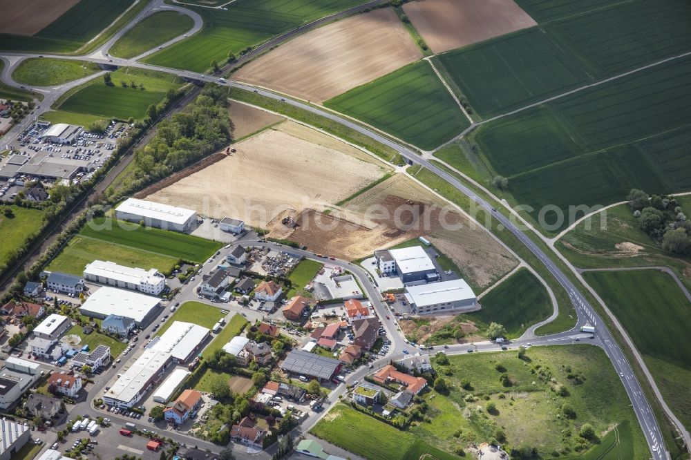 Aerial image Nidderau - New building construction site in the industrial park Am Lindenbaeumchen between Philipp-Reis-Strasse and Siemensstrasse in the district Heldenbergen in Nidderau in the state Hesse, Germany