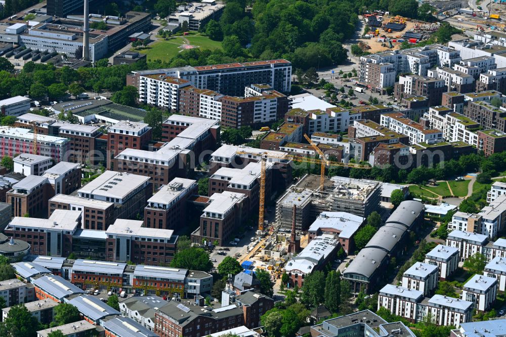 Hamburg from the bird's eye view: New building construction site in the industrial park Marzipanfabrik on street Friesenweg in the district Othmarschen in Hamburg, Germany