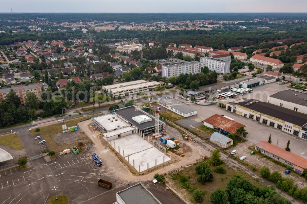 Aerial image Eberswalde - New building construction site in the industrial park Nordend Kreisarchiv Barnim in Eberswalde in the state Brandenburg, Germany