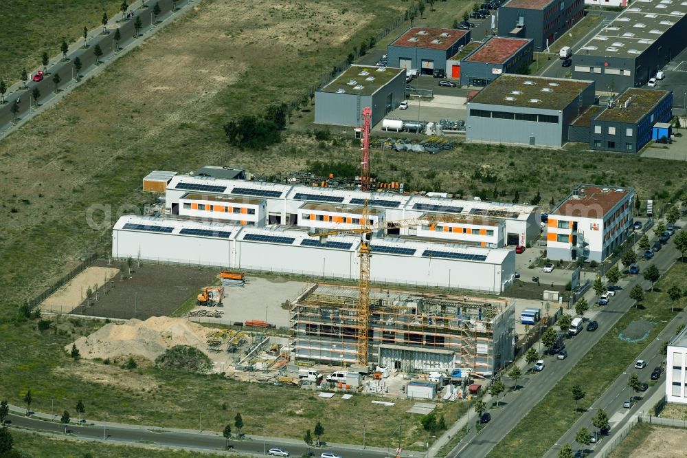 Berlin from above - New building construction site in the industrial park Gross-Berliner Damm - Gerhard-Seydlmayr-Strasse in the district Johannisthal in Berlin, Germany