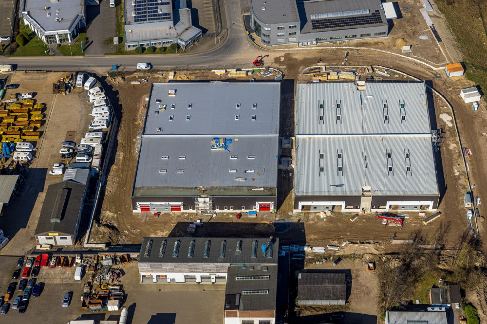 Aerial photograph Velbert - New building construction site in the industrial park of PEKA Medical GmbH on street Konrad-Zuse-Strasse - Giessereistrasse in Velbert at Ruhrgebiet in the state North Rhine-Westphalia, Germany