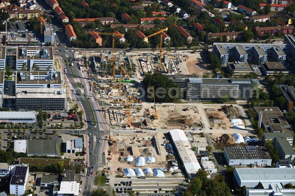 Aerial image Erlangen - New building construction site in the industrial park Siemens- Campus in the district Bruck in Erlangen in the state Bavaria, Germany
