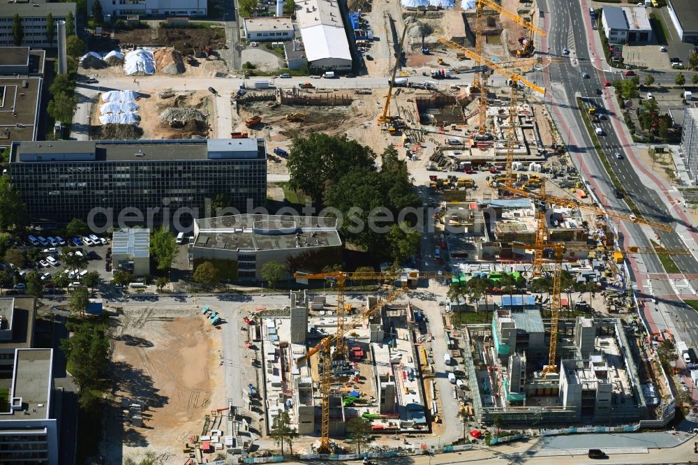 Aerial photograph Erlangen - New building construction site in the industrial park Siemens- Campus in the district Bruck in Erlangen in the state Bavaria, Germany