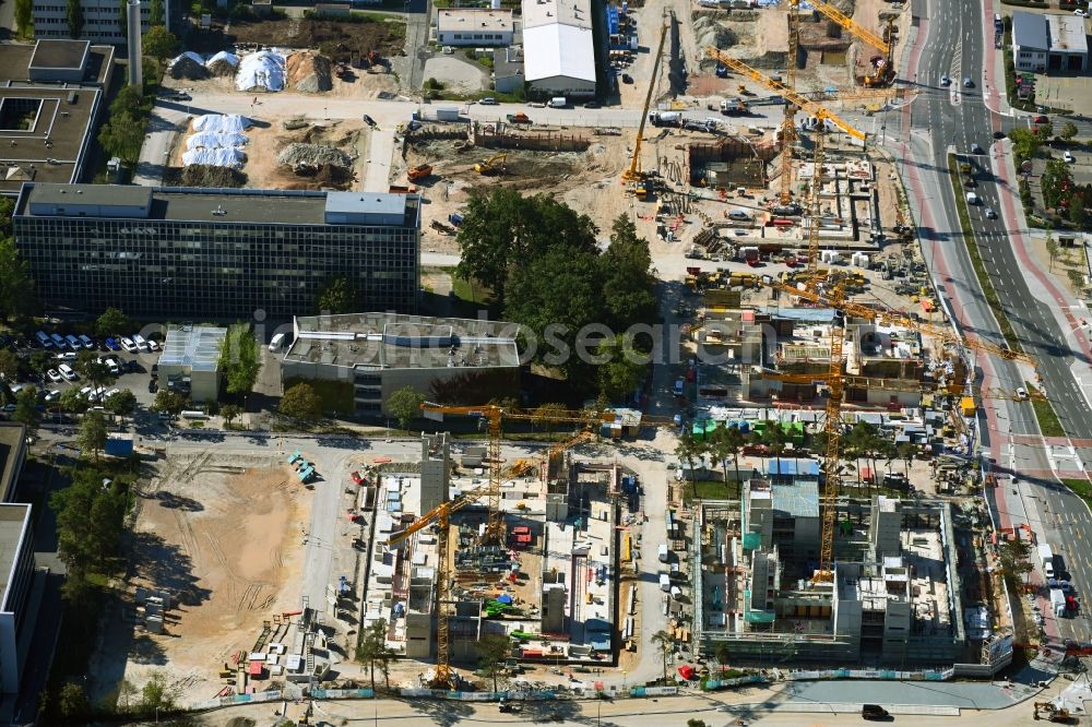 Erlangen from above - New building construction site in the industrial park Siemens- Campus in the district Bruck in Erlangen in the state Bavaria, Germany