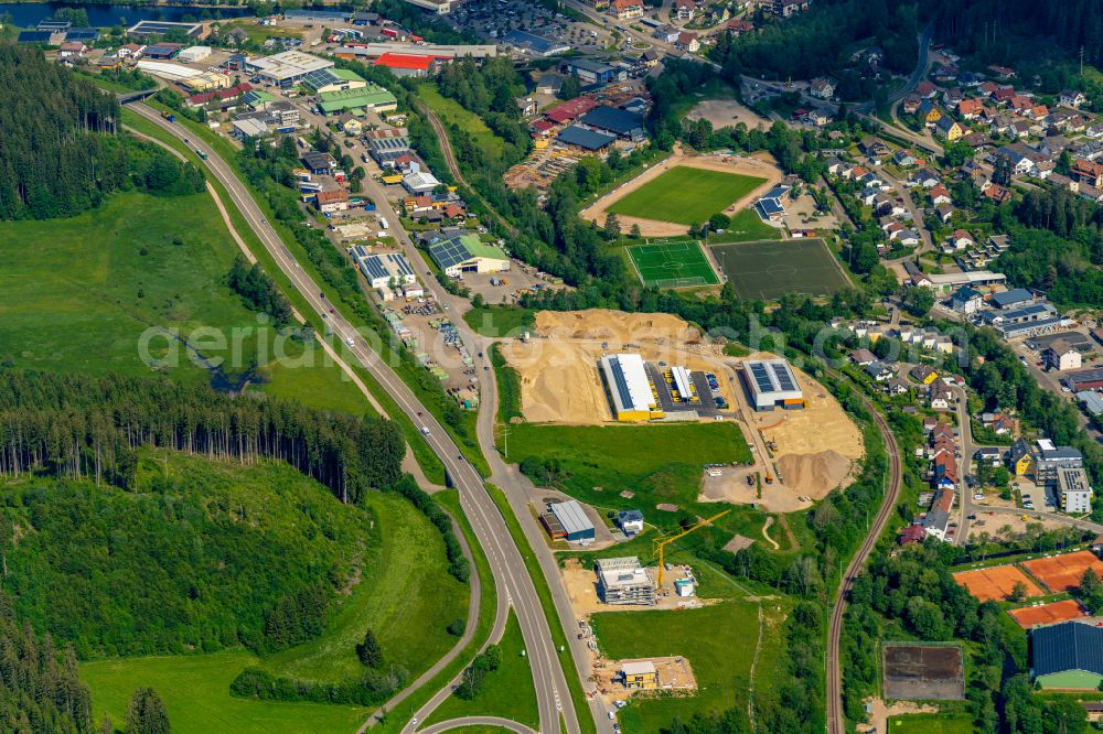Aerial image Titisee-Neustadt - New building construction site in the industrial park on street Im Bildstoeckle in Titisee-Neustadt in the state Baden-Wuerttemberg, Germany