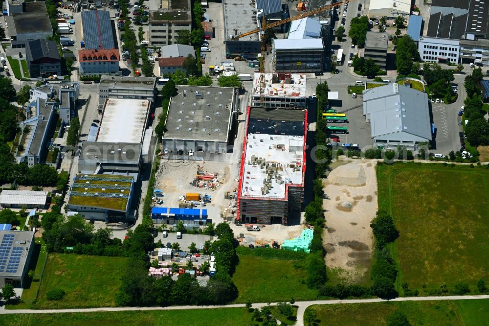 Aerial image München - New building construction site in the industrial park on Waldmeisterstrasse in the district Feldmoching-Hasenbergl in Munich in the state Bavaria, Germany