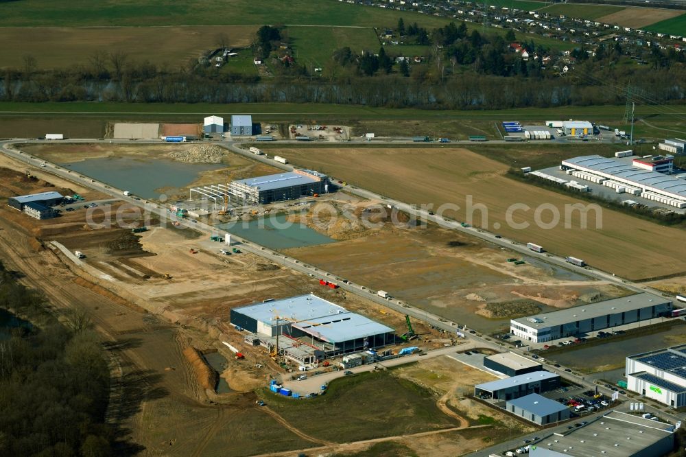 Schweinfurt from above - New building construction site in the industrial park between Lissabonstrasse and Madridstrasse in the district Maintal in Schweinfurt in the state Bavaria, Germany