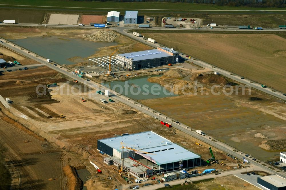 Schweinfurt from the bird's eye view: New building construction site in the industrial park between Lissabonstrasse and Madridstrasse in the district Maintal in Schweinfurt in the state Bavaria, Germany